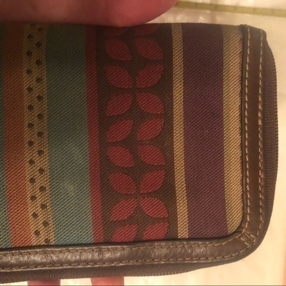 Fossil multicolor striped wristlet bag